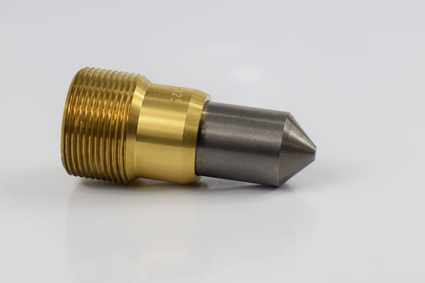 Tungsten Carbide Single Outlet 45 Degree Angle Sandblast Nozzle with Fine 1 1/4" Brass Threads